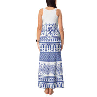 Scottish Christmas Tank Maxi Dress Scotland Thistle and Celtic Knot White-Blue Color - Wonder Print Shop