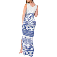 Scottish Christmas Tank Maxi Dress Scotland Thistle and Celtic Knot White-Blue Color - Wonder Print Shop