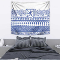 Scottish Christmas Tapestry Scotland Thistle and Celtic Knot White-Blue Color - Wonder Print Shop