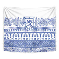 Scottish Christmas Tapestry Scotland Thistle and Celtic Knot White-Blue Color - Wonder Print Shop