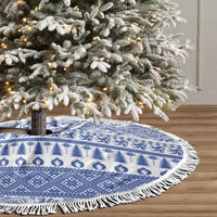 Scottish Christmas Tree Skirt Scotland Thistle and Celtic Knot White-Blue Color - Wonder Print Shop