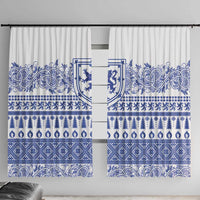 Scottish Christmas Window Curtain Scotland Thistle and Celtic Knot White-Blue Color - Wonder Print Shop
