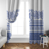 Scottish Christmas Window Curtain Scotland Thistle and Celtic Knot White-Blue Color - Wonder Print Shop