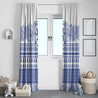 Scottish Christmas Window Curtain Scotland Thistle and Celtic Knot White-Blue Color - Wonder Print Shop