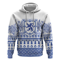 Scottish Christmas Zip Hoodie Scotland Thistle and Celtic Knot White-Blue Color - Wonder Print Shop