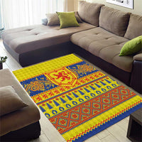 Scottish Christmas Area Rug Scotland Thistle and Celtic Knot Yellow-Red Color - Wonder Print Shop