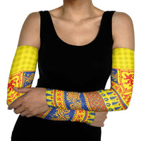Scottish Christmas Arm Sleeves Scotland Thistle and Celtic Knot Yellow-Red Color - Wonder Print Shop