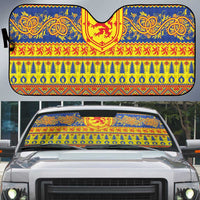 Scottish Christmas Auto Sun Shade Scotland Thistle and Celtic Knot Yellow-Red Color - Wonder Print Shop