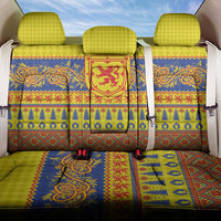 Scottish Christmas Back Car Seat Cover Scotland Thistle and Celtic Knot Yellow-Red Color - Wonder Print Shop