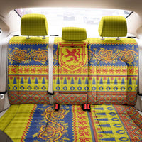 Scottish Christmas Back Car Seat Cover Scotland Thistle and Celtic Knot Yellow-Red Color - Wonder Print Shop