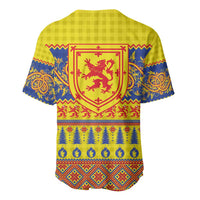 Scottish Christmas Baseball Jersey Scotland Thistle and Celtic Knot Yellow-Red Color - Wonder Print Shop