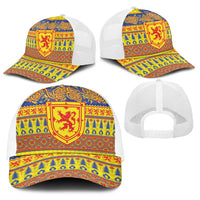 Scottish Christmas Baseball Net Cap Scotland Thistle and Celtic Knot Yellow-Red Color - Wonder Print Shop