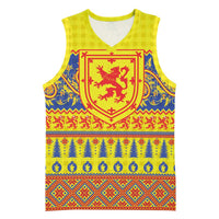 Scottish Christmas Basketball Jersey Scotland Thistle and Celtic Knot Yellow-Red Color - Wonder Print Shop