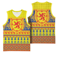 Scottish Christmas Basketball Jersey Scotland Thistle and Celtic Knot Yellow-Red Color - Wonder Print Shop