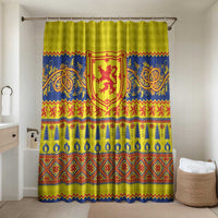 Scottish Christmas Bathroom Set Scotland Thistle and Celtic Knot Yellow-Red Color - Wonder Print Shop