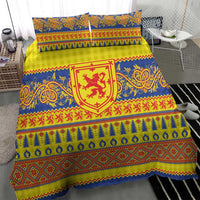 Scottish Christmas Bedding Set Scotland Thistle and Celtic Knot Yellow-Red Color - Wonder Print Shop