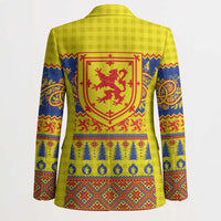 Scottish Christmas Blazer Scotland Thistle and Celtic Knot Yellow-Red Color - Wonder Print Shop