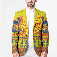 Scottish Christmas Blazer Scotland Thistle and Celtic Knot Yellow-Red Color - Wonder Print Shop