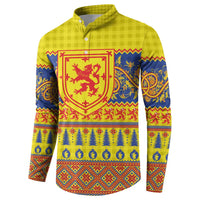 Scottish Christmas Button Sweatshirt Scotland Thistle and Celtic Knot Yellow-Red Color - Wonder Print Shop