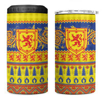 Scottish Christmas 4 in 1 Can Cooler Tumbler Scotland Thistle and Celtic Knot Yellow-Red Color - Wonder Print Shop