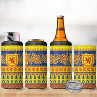 Scottish Christmas 4 in 1 Can Cooler Tumbler Scotland Thistle and Celtic Knot Yellow-Red Color - Wonder Print Shop
