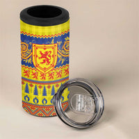 Scottish Christmas 4 in 1 Can Cooler Tumbler Scotland Thistle and Celtic Knot Yellow-Red Color - Wonder Print Shop