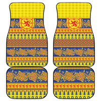 Scottish Christmas Car Mats Scotland Thistle and Celtic Knot Yellow-Red Color - Wonder Print Shop