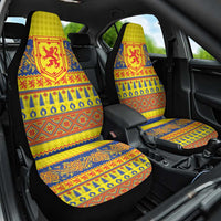Scottish Christmas Car Seat Cover Scotland Thistle and Celtic Knot Yellow-Red Color - Wonder Print Shop
