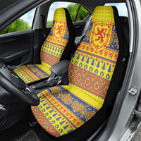 Scottish Christmas Car Seat Cover Scotland Thistle and Celtic Knot Yellow-Red Color - Wonder Print Shop