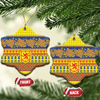Scottish Christmas Ceramic Ornament Scotland Thistle and Celtic Knot Yellow-Red Color - Wonder Print Shop