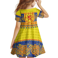 Scottish Christmas Family Matching Mermaid Dress and Hawaiian Shirt Scotland Thistle and Celtic Knot Yellow-Red Color - Wonder Print Shop