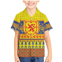Scottish Christmas Family Matching Mermaid Dress and Hawaiian Shirt Scotland Thistle and Celtic Knot Yellow-Red Color - Wonder Print Shop