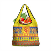 Scottish Christmas Grocery Bag Scotland Thistle and Celtic Knot Yellow-Red Color - Wonder Print Shop