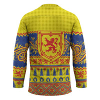 Scottish Christmas Hockey Jersey Scotland Thistle and Celtic Knot Yellow-Red Color - Wonder Print Shop