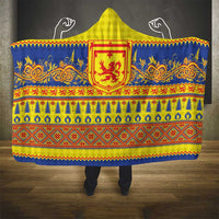 Scottish Christmas Hooded Blanket Scotland Thistle and Celtic Knot Yellow-Red Color - Wonder Print Shop
