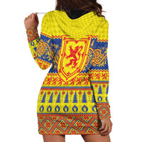 Scottish Christmas Hoodie Dress Scotland Thistle and Celtic Knot Yellow-Red Color - Wonder Print Shop