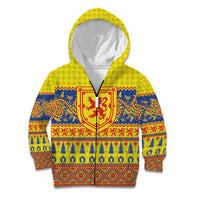Scottish Christmas Kid Hoodie Scotland Thistle and Celtic Knot Yellow-Red Color - Wonder Print Shop
