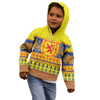 Scottish Christmas Kid Hoodie Scotland Thistle and Celtic Knot Yellow-Red Color - Wonder Print Shop