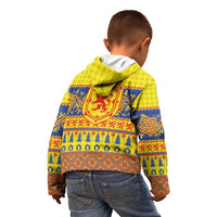 Scottish Christmas Kid Hoodie Scotland Thistle and Celtic Knot Yellow-Red Color - Wonder Print Shop