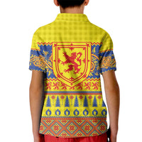 Scottish Christmas Kid Polo Shirt Scotland Thistle and Celtic Knot Yellow-Red Color - Wonder Print Shop