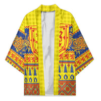 Scottish Christmas Kimono Scotland Thistle and Celtic Knot Yellow-Red Color - Wonder Print Shop