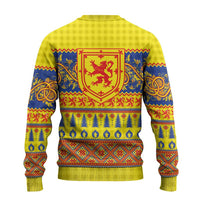 Scottish Christmas Ugly Christmas Sweater Scotland Thistle and Celtic Knot Yellow-Red Color - Wonder Print Shop