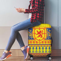 Scottish Christmas Luggage Cover Scotland Thistle and Celtic Knot Yellow-Red Color - Wonder Print Shop