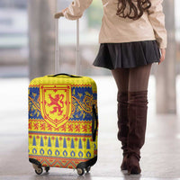 Scottish Christmas Luggage Cover Scotland Thistle and Celtic Knot Yellow-Red Color - Wonder Print Shop