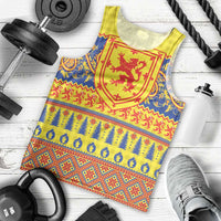 Scottish Christmas Men Tank Top Scotland Thistle and Celtic Knot Yellow-Red Color - Wonder Print Shop