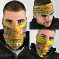 Scottish Christmas Neck Gaiter Scotland Thistle and Celtic Knot Yellow-Red Color - Wonder Print Shop