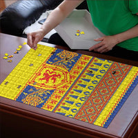 Scottish Christmas Puzzle Scotland Thistle and Celtic Knot Yellow-Red Color - Wonder Print Shop