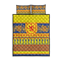 Scottish Christmas Quilt Bed Set Scotland Thistle and Celtic Knot Yellow-Red Color - Wonder Print Shop