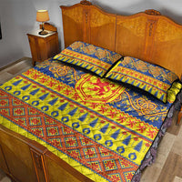 Scottish Christmas Quilt Bed Set Scotland Thistle and Celtic Knot Yellow-Red Color - Wonder Print Shop