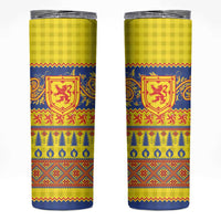 Scottish Christmas Skinny Tumbler Scotland Thistle and Celtic Knot Yellow-Red Color - Wonder Print Shop